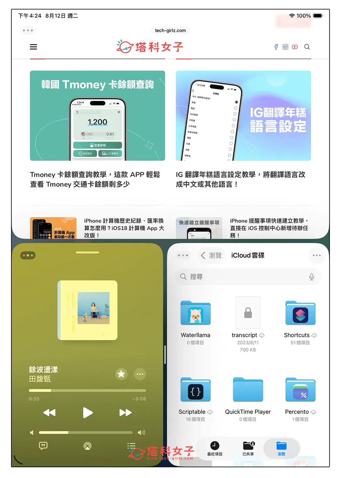 iPad 分割畫面上下