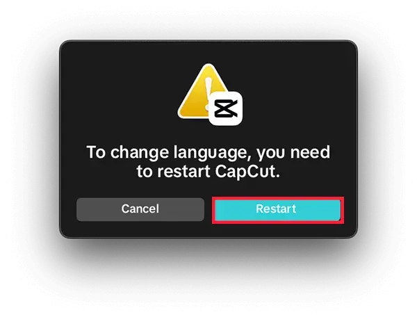 CapCut 中文版設定：Restart